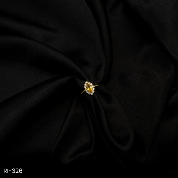 RI-326 - Dainty & Classic Adjustable American Diamond Yellow Marquise Halo Ring