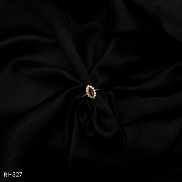 RI-327 - Dainty & Classic Adjustable American Diamond Ruby Red Marquise Halo Ring