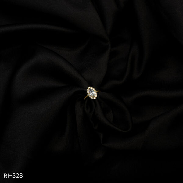 RI-328 - Dainty & Classic Adjustable American Diamond Marquise Halo Ring