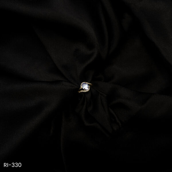 RI-330 - Minimal & Classy American Diamond & Soft Purple Stone Adjustable Finger Ring