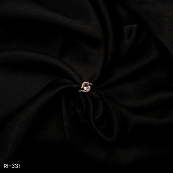 RI-331 - Minimal & Classy American Diamond & Soft Pink Stone Adjustable Finger Ring