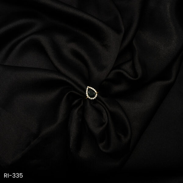 RI-335 - Golden Glow Finish American Diamond Teardrop Green Halo Adjustable Ring