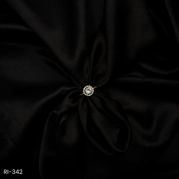 RI-342 - Golden Glam Finish American Diamond Round Adjustable Ring