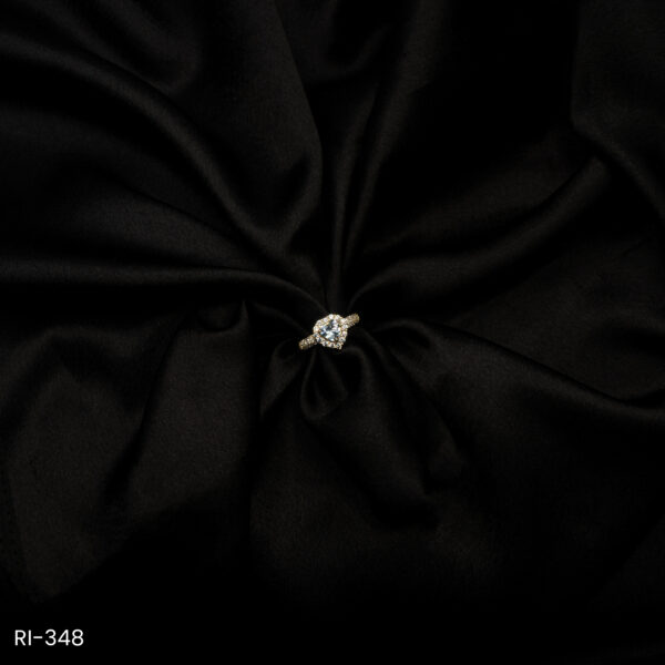 RI-348 - Gold Plated American Diamond Heart Halo Adjustable Finger Ring