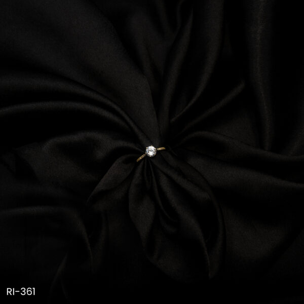 RI-361 - Subtle & Sophisticated Sparkling One-Stone American Diamond Adjustable Ring