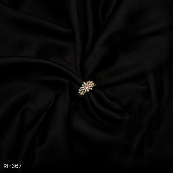 RI-367 - Glittering Elegance American Diamond Flower Shine Adjustable Finger Ring