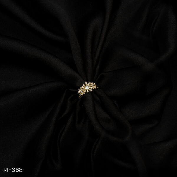 RI-368 - Glittering Elegance American Diamond Flower Shine Adjustable Finger Ring