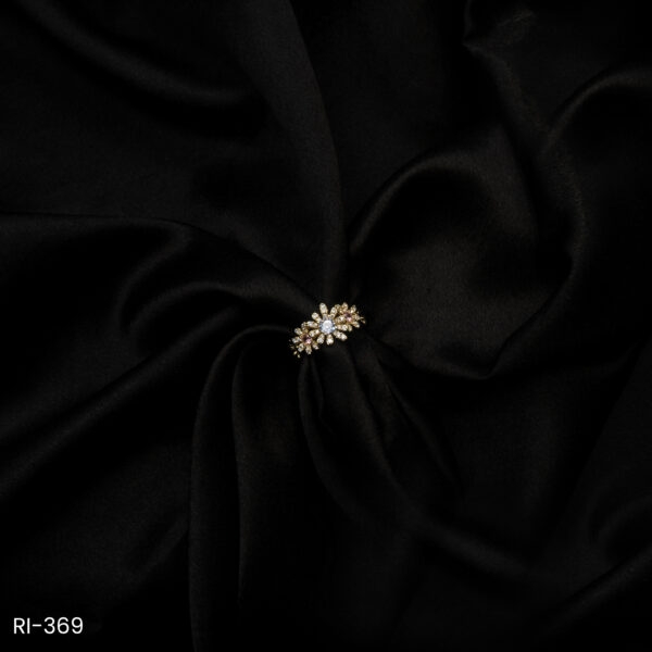 RI-369 - Glittering Elegance American Diamond Flower Shine Adjustable Finger Ring