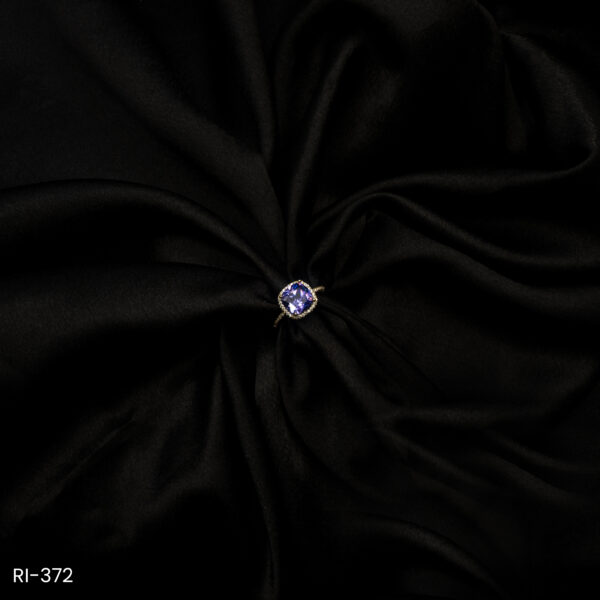 RI-372 - Soft Gold Party Look Classy American Diamond & Purple Stone Adjustable Ring