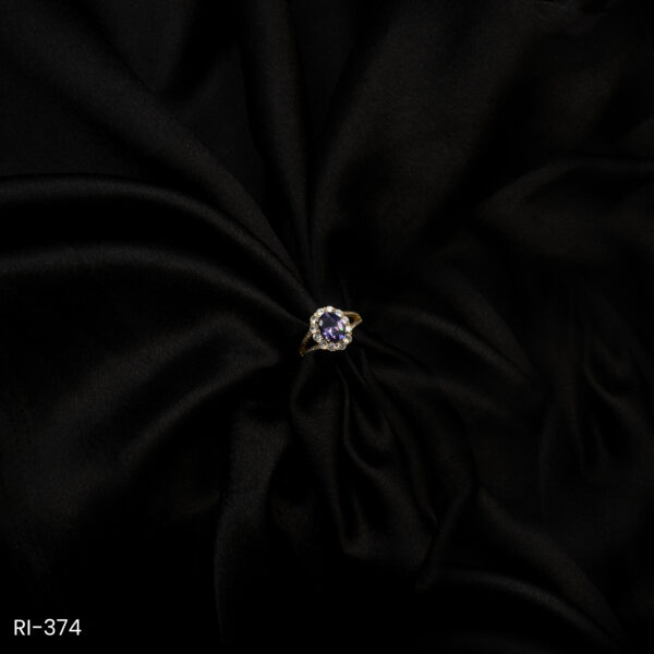 RI-374 - Eye-Catching Cocktail Piece American Diamond & Purple Stone Halo Ring