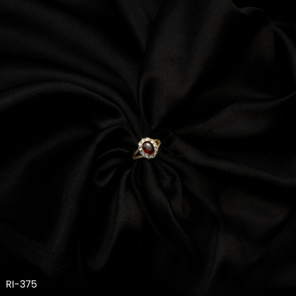 RI-375 - Eye-Catching Cocktail Piece American Diamond & Ruby Red Halo Ring