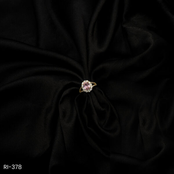 RI-378 - Eye-Catching Cocktail Piece American Diamond & Soft Pink Halo Ring