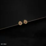 ER-664 - Gold Plated Teardrop Design American Diamond & Ruby Contemporary Stud Earrings