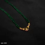 MA-095 - Traditional Design Gold Plated Multi-Strand Green Hydropotey Mangalsutra