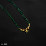MA-096 - Traditional Design Gold Plated Multi-Strand Green Hydropotey Mangalsutra