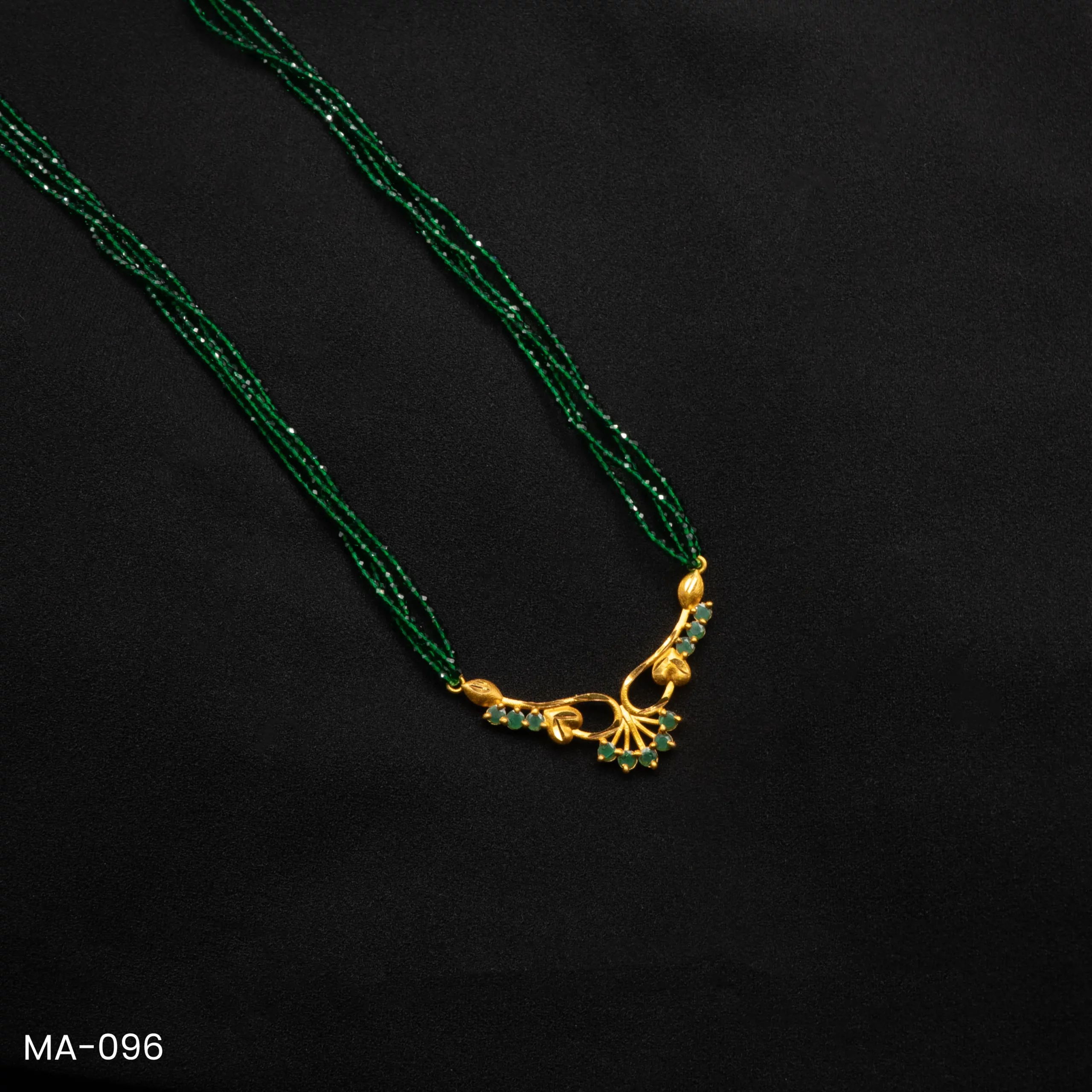 MA-096 - Traditional Design Gold Plated Multi-Strand Green Hydropotey Mangalsutra MA-096 - Traditional Design Gold Plated Multi-Strand Green Hydropotey Mangalsutra