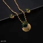 NS-379 - Stylish Nepali Saree Look Peacock Inspired Emerald & American Diamond Necklace Set