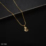 CH-342 - Spiritual Gold Plated American Diamond Ganesha Symbol Chain Locket