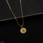 CH-349 - Stylish Spiritual Pave Zircon Round Pendant with Ganesha Motif