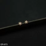 ER-673 - Gold Plated Mini Pave American Diamond Snowflake Earrings