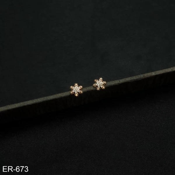ER-673 - Gold Plated Mini Pave American Diamond Snowflake Earrings