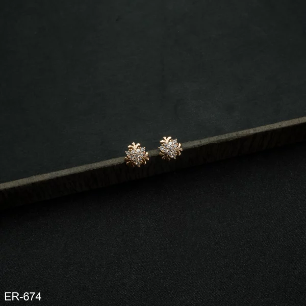 ER-674 - Gold Plated Mini American Diamond Flower Stud Earrings