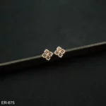 ER-675 - Dainty and Minimalist Gold Plated American Diamond Clover Studs
