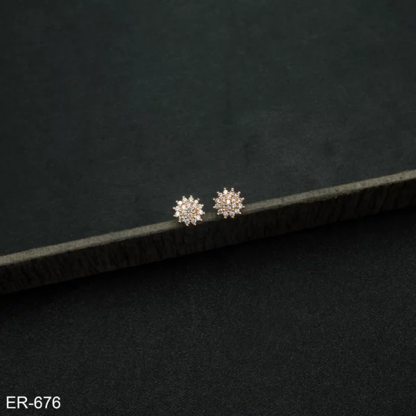 ER-676 - Dazzling Gold Plated Sunburst Stud Earrings for Evening Parties and Events