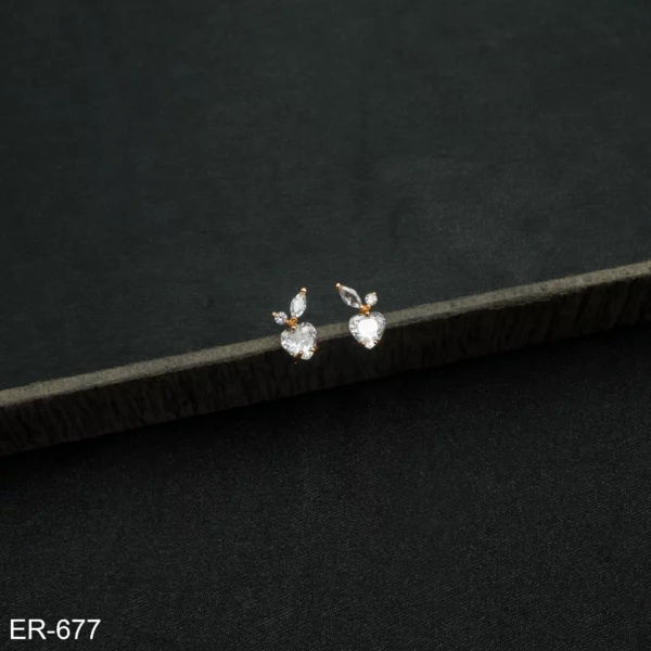 ER-677 - Sweet and Romantic Dainty Heart Shaped American Diamond Studs