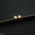 ER-678 - Office and Everyday Wear Gold Plated Square American Diamond Pave Stud Earrings