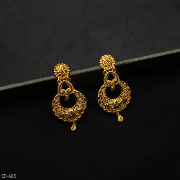 ER-685 - Intricate Gold Plated Statement Traditional Earrings for Saree and Kurtha
