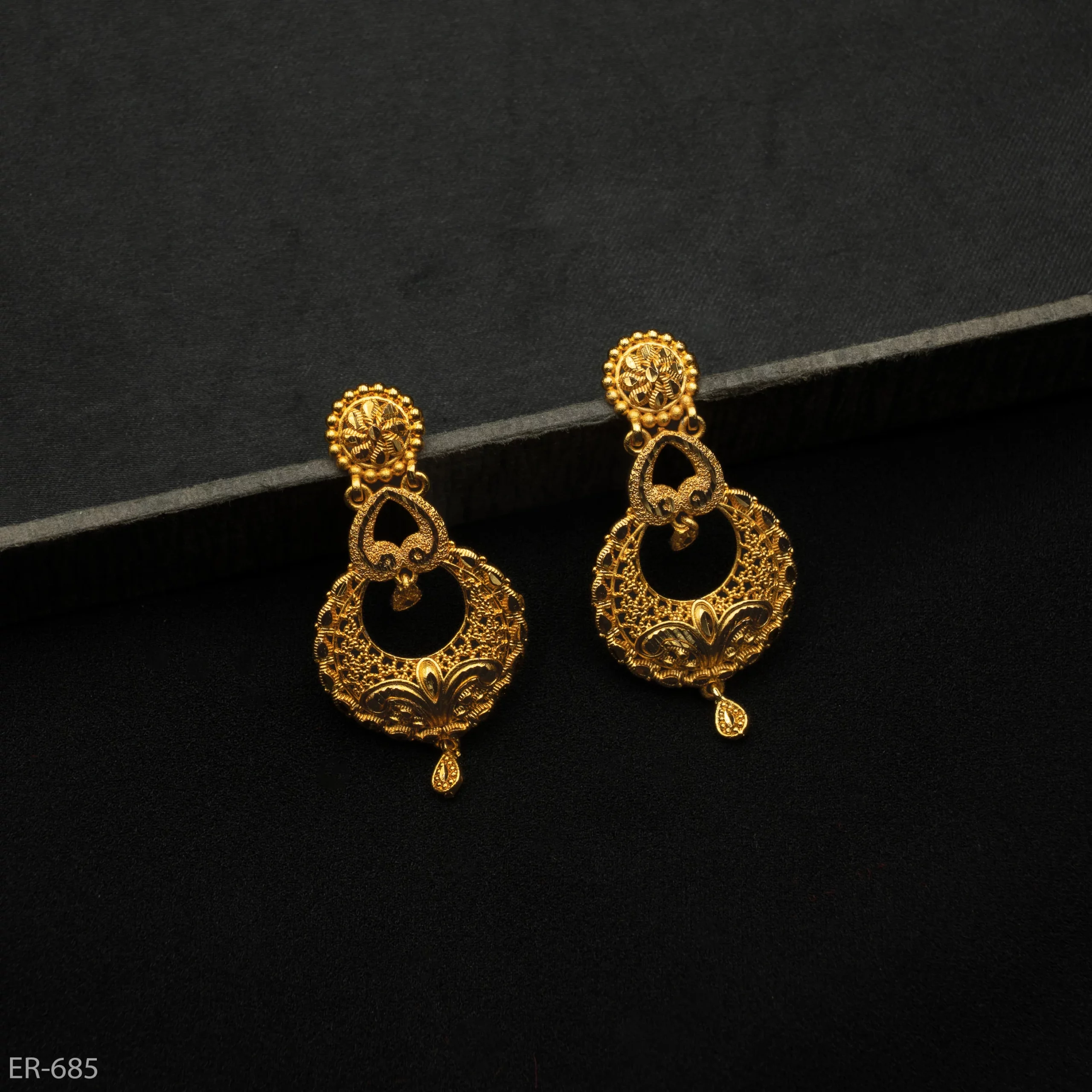ER-685 - Intricate Gold Plated Statement Traditional Earrings for Saree and Kurtha ER-685 - Intricate Gold Plated Statement Traditional Earrings for Saree and Kurtha
