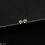 ER-687 - Pretty and Minimalist Dual Tone Floral Zircon Stud Earrings for Women