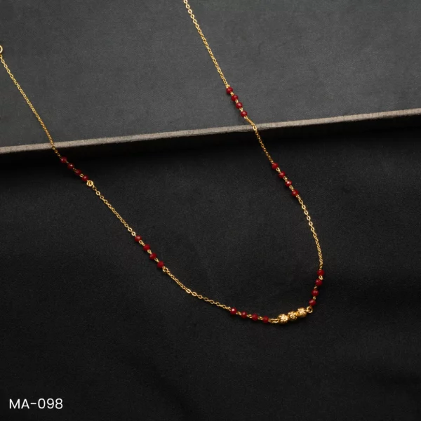 MA-098 - Minimalist Gold Plated Mangalsutra with Red Beads