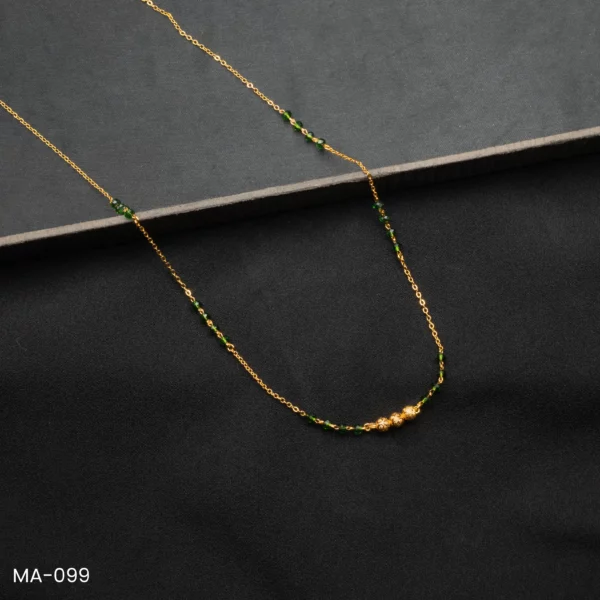 MA-099 - Minimalist Gold Plated Mangalsutra with Green Beads