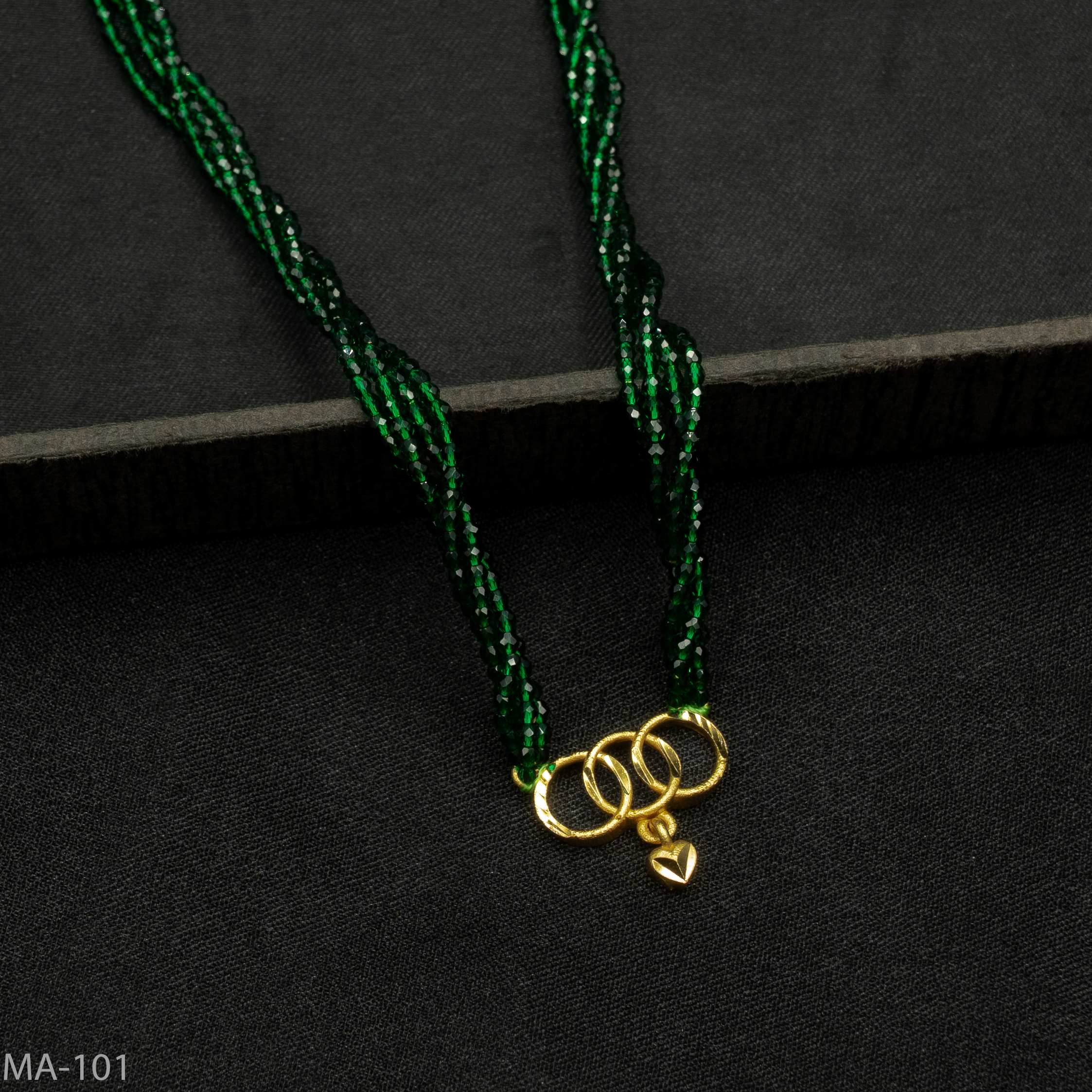 MA-101 - Minimalist Modern Interlocking Rings & Heart Green Hydropotey Mangalsutra MA-101 - Minimalist Modern Interlocking Rings & Heart Green Hydropotey Mangalsutra