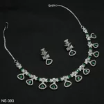 NS-393 - Modern and Chic American Diamond & Emerald Necklace Set for Parties and Dinners