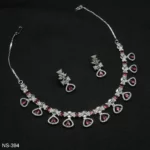 NS-394 - Modern and Chic American Diamond & Ruby Necklace Set for Parties and Dinners