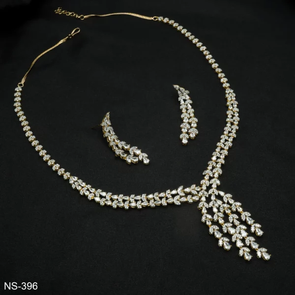 NS-396 - Graceful Modern Designer American Diamond Necklace Set for Receptions and Parties