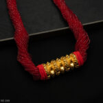 NS-399 - Traditional Red Beaded Nepali Pote with Gold Plated Tilhari