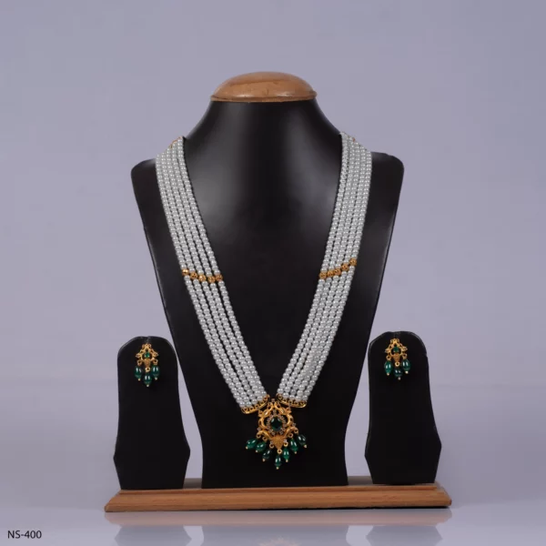 NS-400 - Regal Multi-Strand Bridal & Party Wear Pearl Rani Haar Set