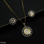 PS-294 - Timeless Elegance Vintage Coin Pendant Set with Asymmetrical Swirl Frame