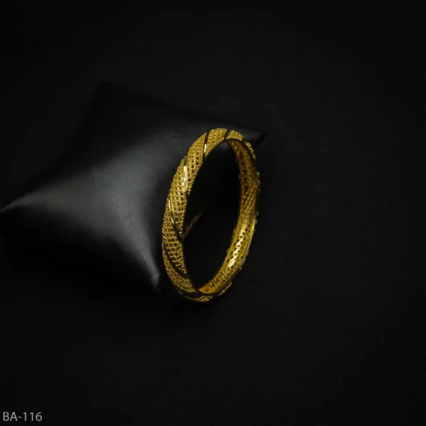 BA-116 - Gold Plated Textured Net Design Bangle for Weddings and Traditional Events