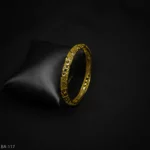 BA-117 - Effortless Beauty Gold Plated Bangle with Engraved Flower Design
