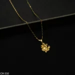 CH-350 - Gold Plated Dainty Contemporary Ganesha Locket & Chain