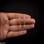 ER-474 - Elegant Flower-Inspired American Diamond Dangling Hoops – A Touch of Nature