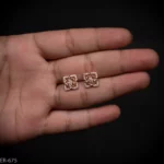 ER-675 - Dainty and Minimalist Gold Plated American Diamond Clover Studs