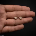 ER-687 - Pretty and Minimalist Dual Tone Floral Zircon Stud Earrings for Women