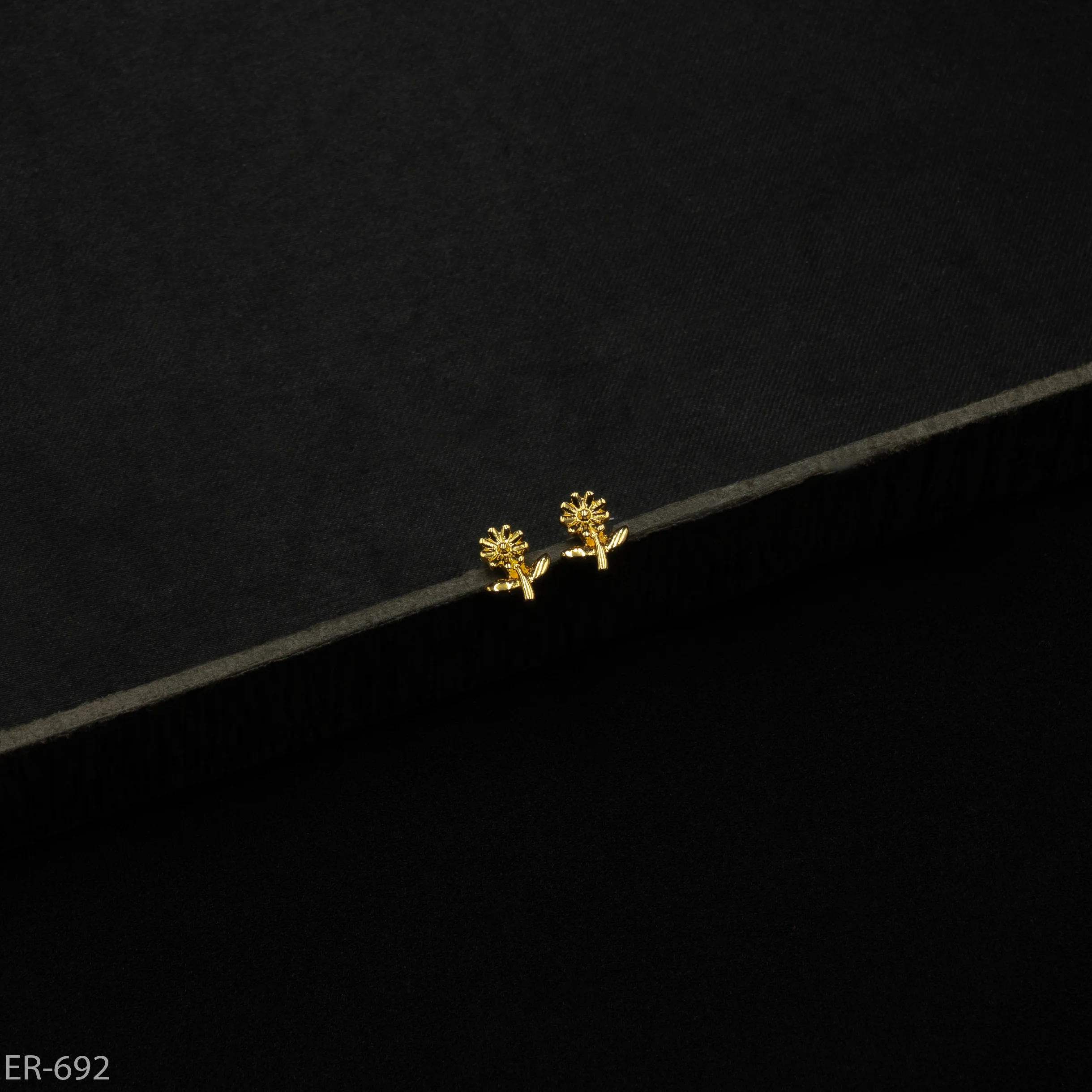 ER-692 - Sprout of Joy Gold Plated Dainty Flower Stem Studs ER-692 - Sprout of Joy Gold Plated Dainty Flower Stem Studs