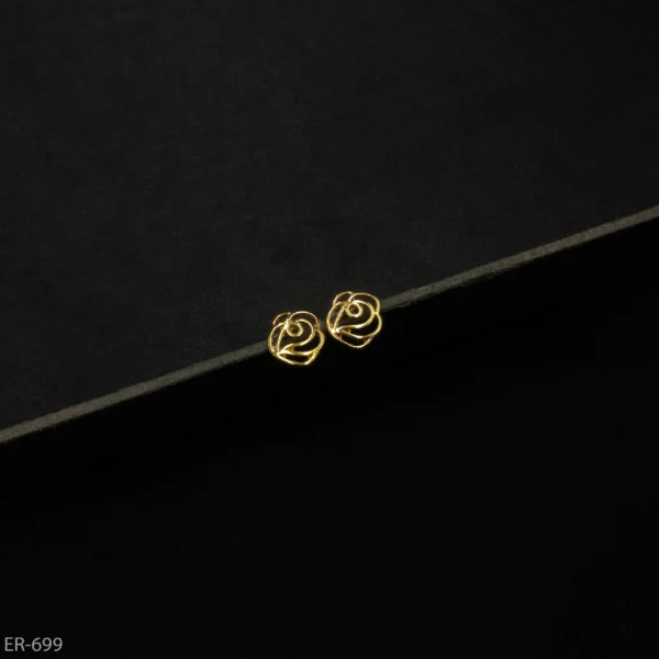 ER-699 - Gold Plated Delicate Rose Outline Minimalist Studs